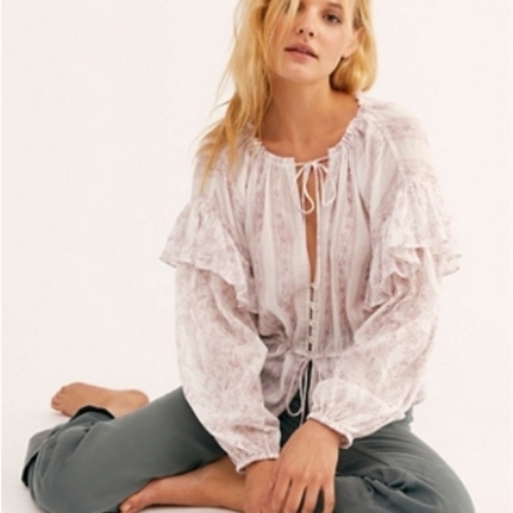 Free People Amanda's printed blouse sz M